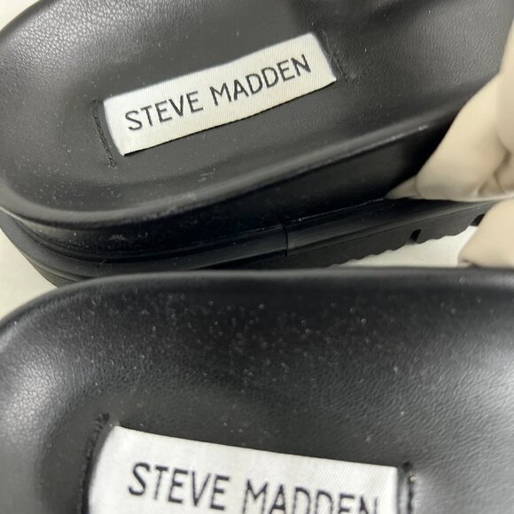 Steve Madden Womens Choice Woven Faux Leather Flatform Sandals in Bone Size 8 - Picture 5 of 8